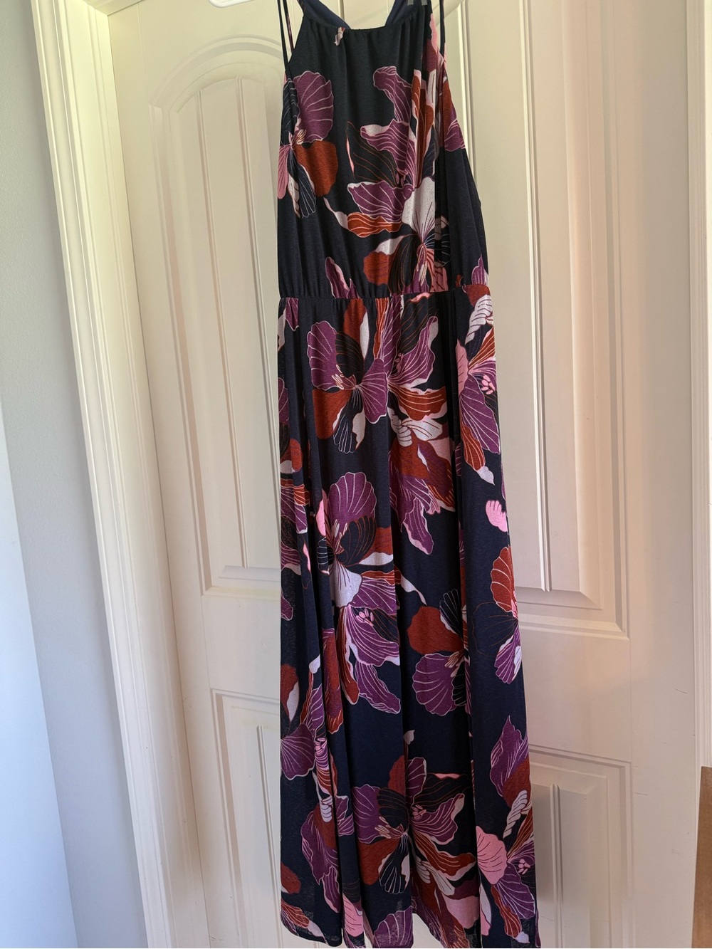 Anthropologie Maxi Dress - Navy with Pink, Purple & Rust Floral